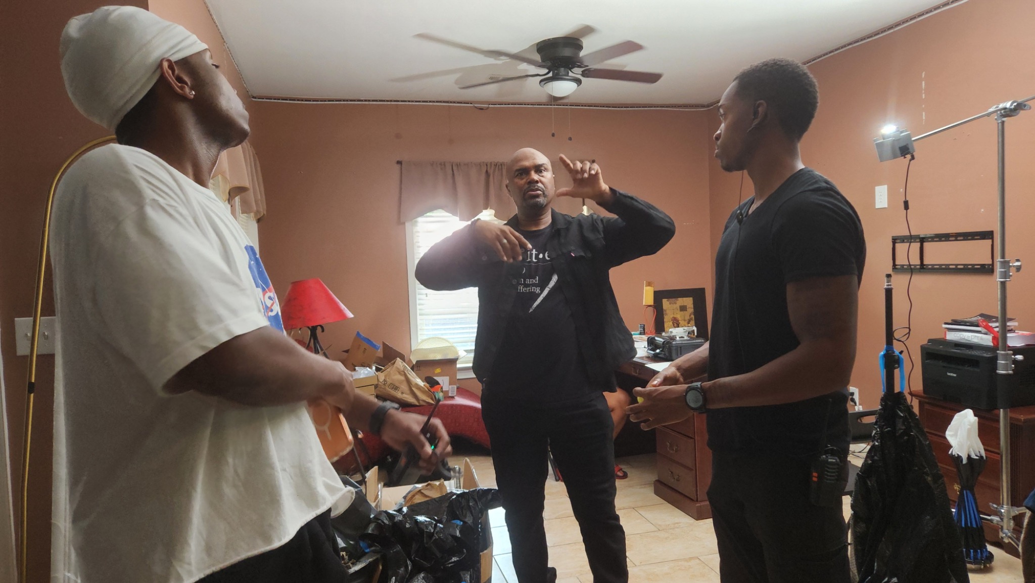 John Russel directing actors during a Crucial Werks production