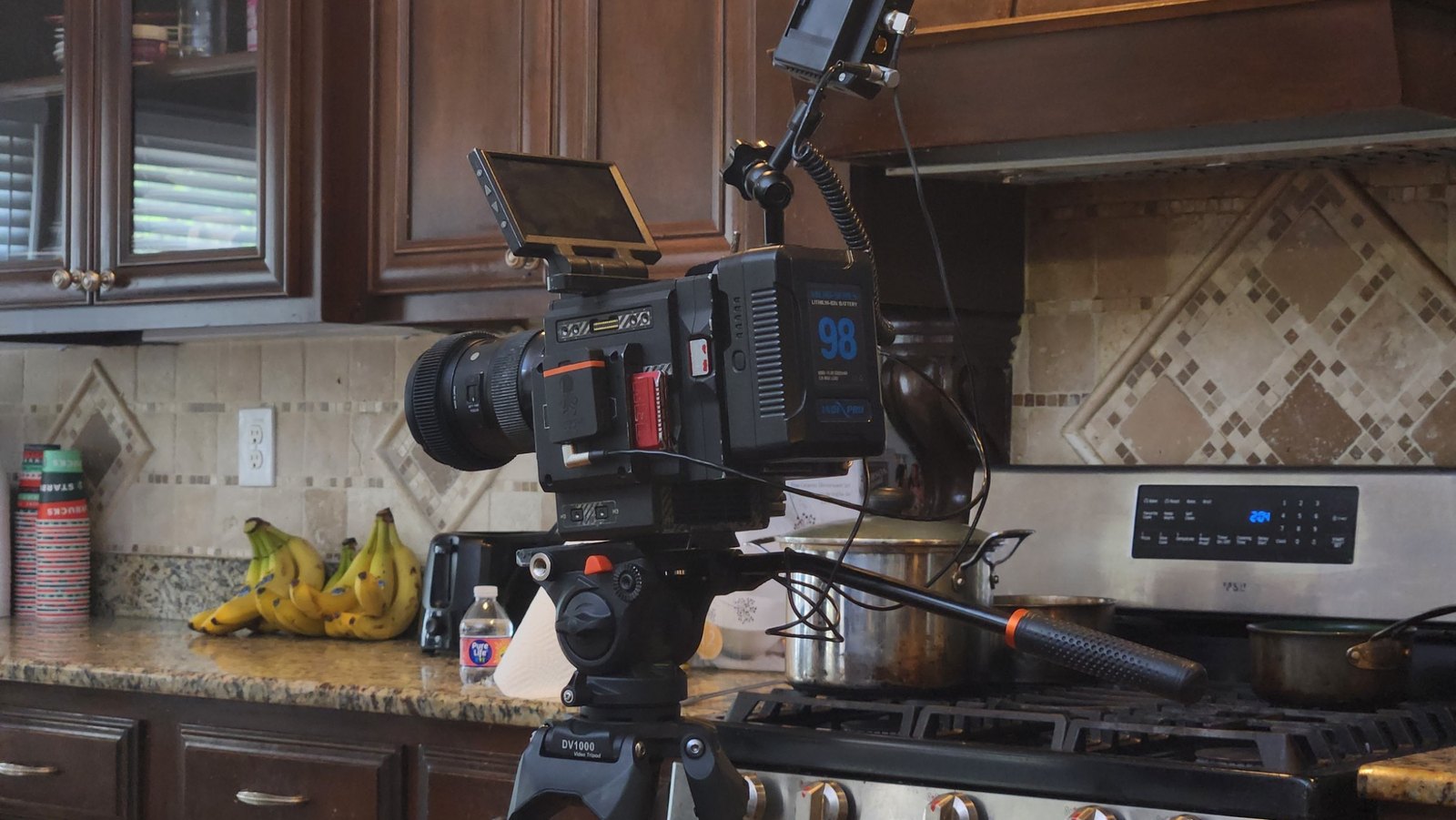 Camera department preparing a shot on set